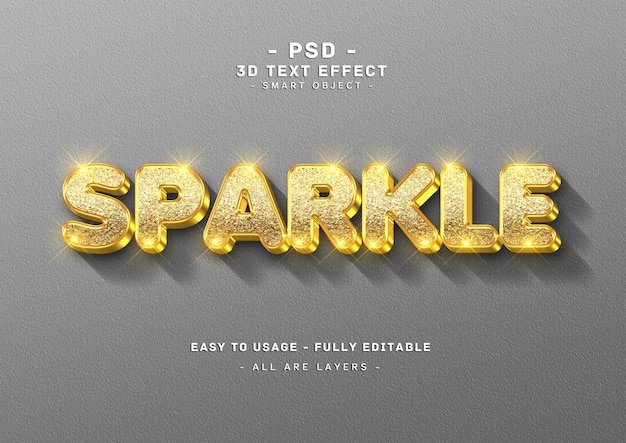 Efecto de texto brillante estilo 3d dorado izquierdo