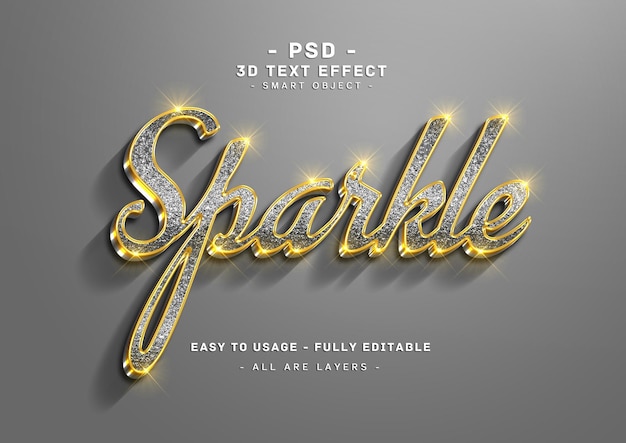 PSD efecto de texto brillante estilo derecho negro 3d