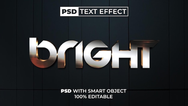 PSD efecto de texto brillante estilo metal efecto de texto editable