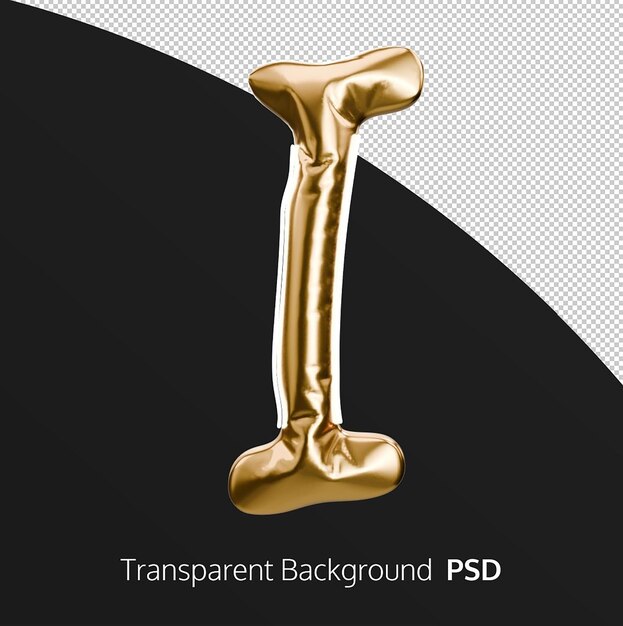 Efecto de texto de brillo dorado 3D I Alfabetos en fondo transparente PSD