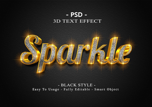 PSD efecto de texto de brillo negro 3d