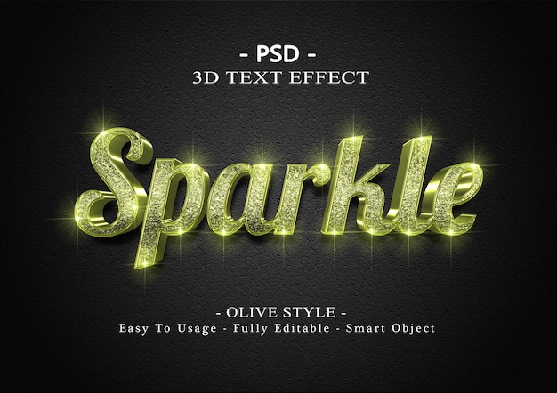 PSD efecto de texto de brillo verde oliva 3d