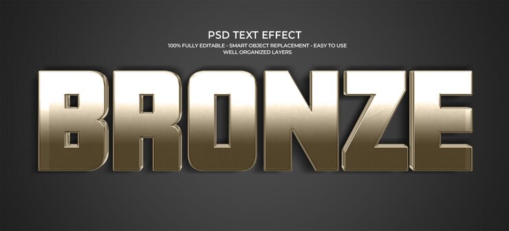PSD efecto de texto de bronce para psd