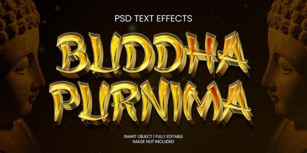 PSD efecto de texto de buda purnima