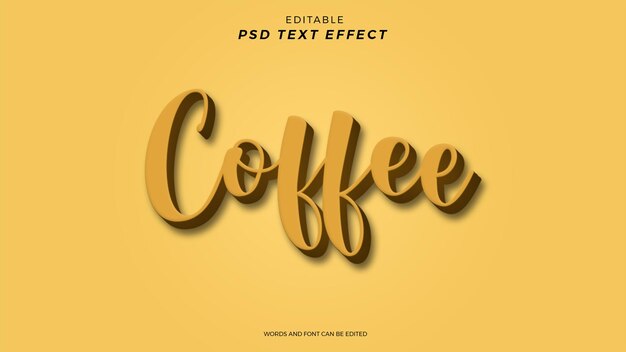 PSD efecto de texto de café diseño editable