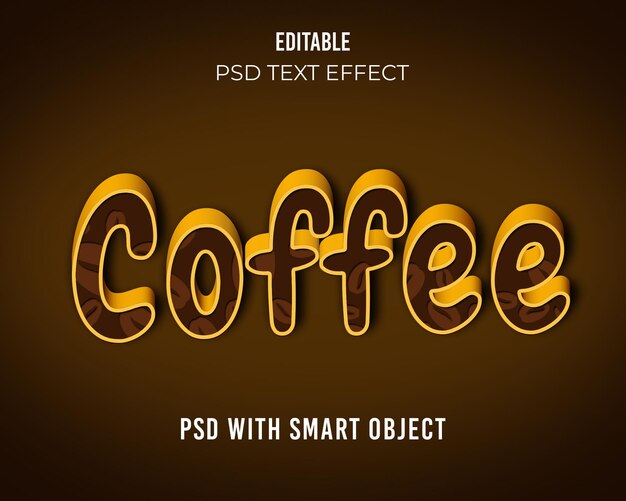 Efecto de texto de cafe editable 3d