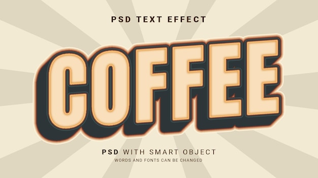 PSD efecto de texto de café retro