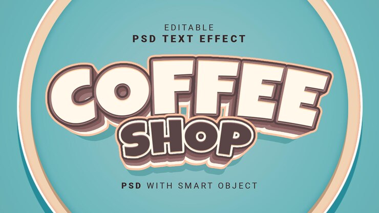 PSD efecto de texto de cafetería