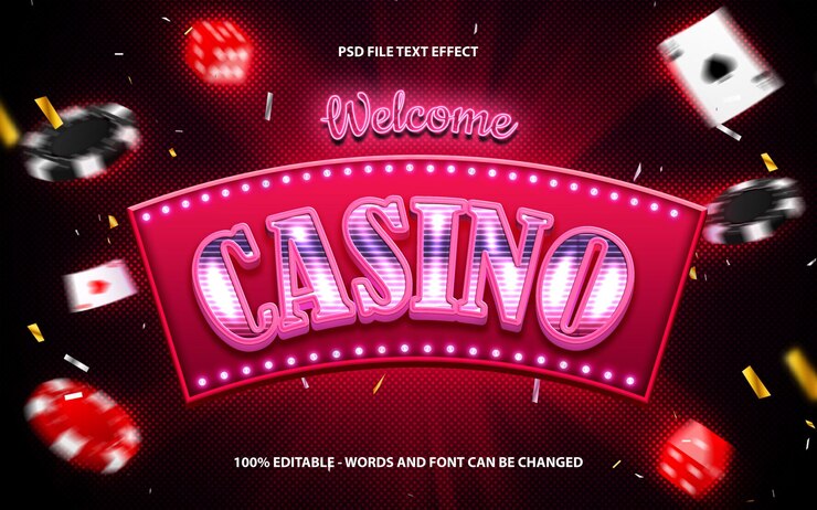 PSD efecto de texto de caja de luz de casino