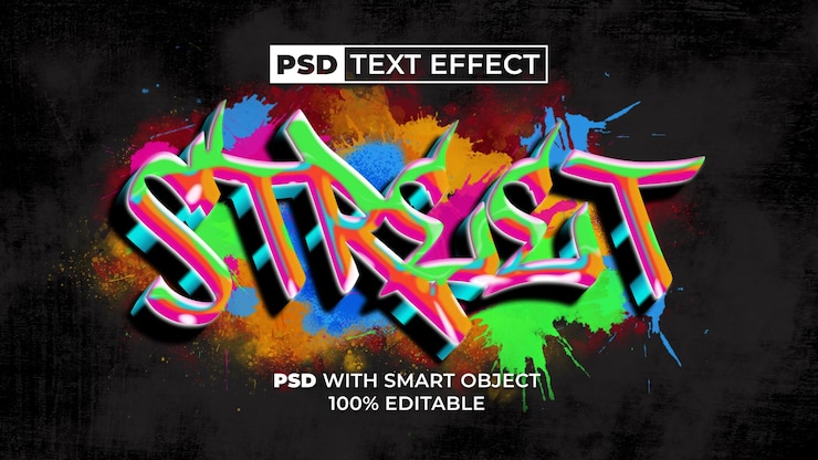 PSD efecto de texto callejero estilo graffiti efecto de texto editable