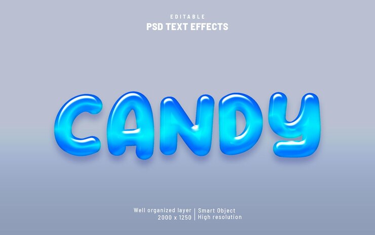 PSD efecto de texto candy liquid