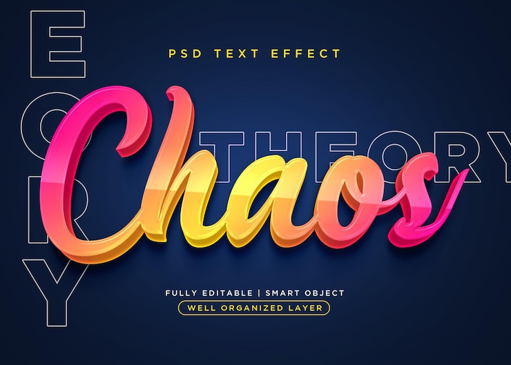 PSD efecto de texto de caos de estilo 3d
