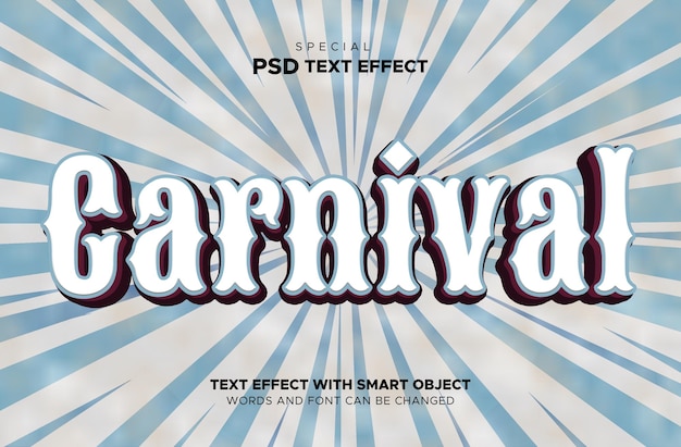 PSD efecto de texto carnaval objeto inteligente editable