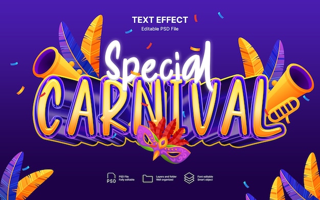 PSD efecto de texto de carnaval