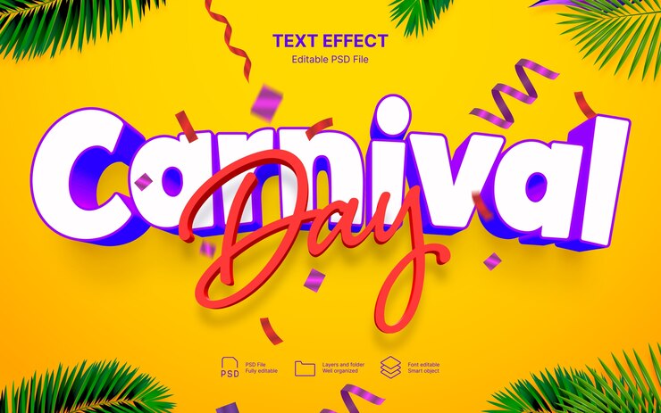 PSD efecto de texto de carnaval