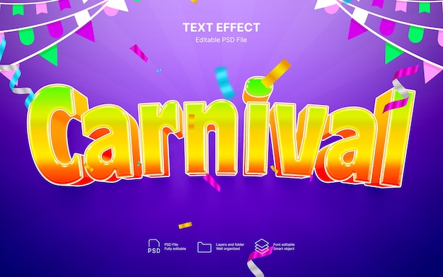 PSD efecto de texto de carnaval