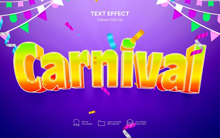 PSD efecto de texto de carnaval