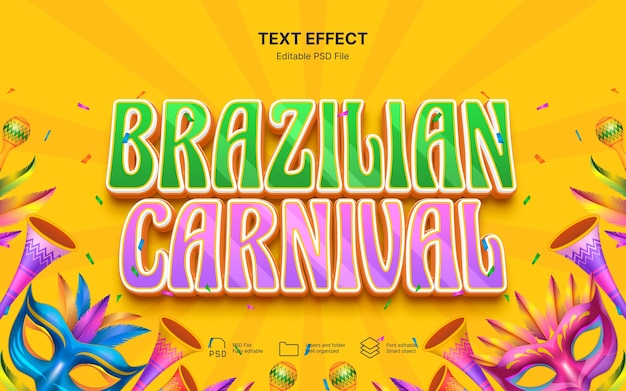 PSD efecto de texto de carnaval