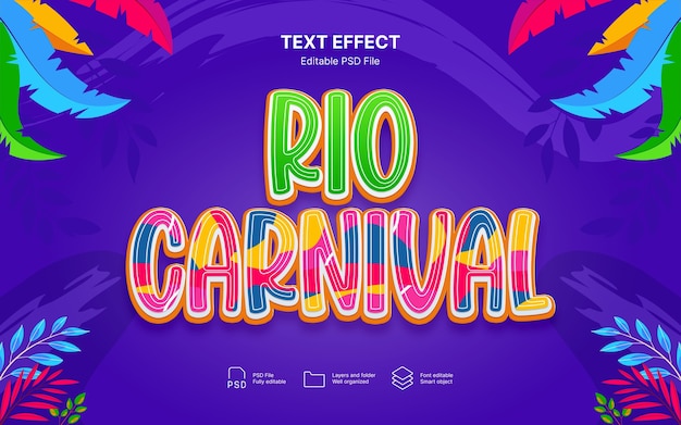 PSD efecto de texto de carnaval