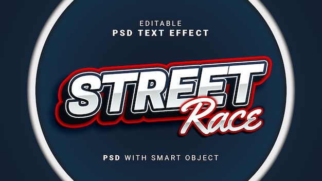 PSD efecto de texto de carrera callejera 3d