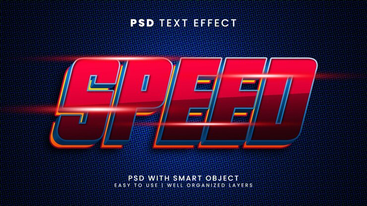 PSD efecto de texto de carrera de velocidad editable rápido y estilo de texto deportivo