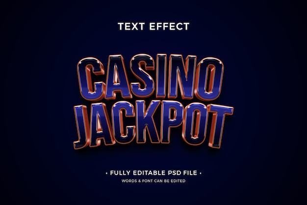 Efecto de texto de casino y juegos de azar.