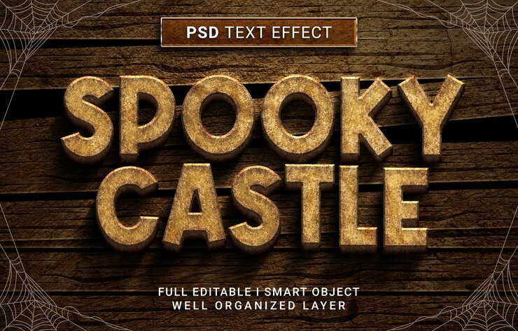 PSD efecto de texto de castillo espeluznante