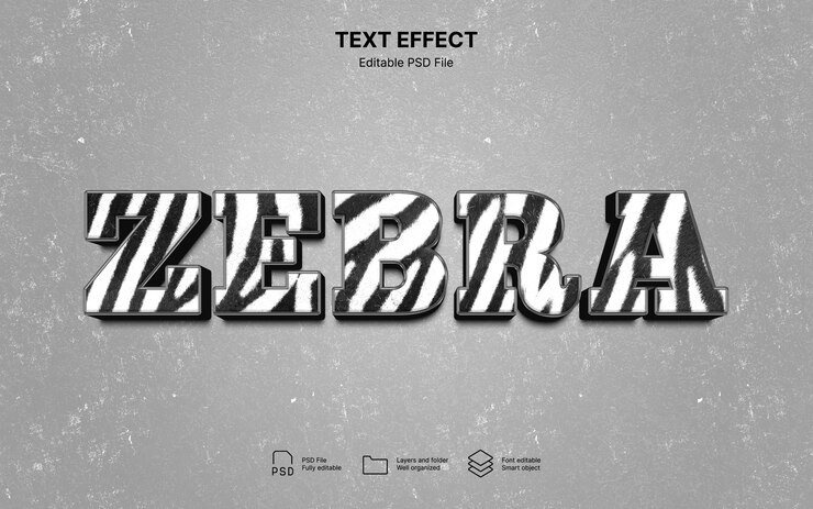 PSD efecto de texto de cebra
