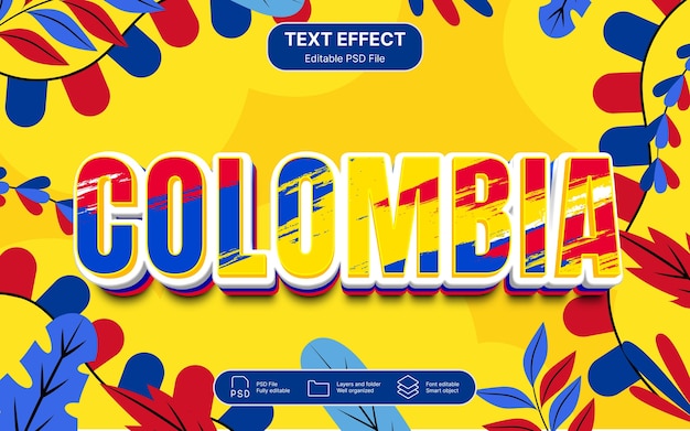 Efecto de texto de celebración de Colombia