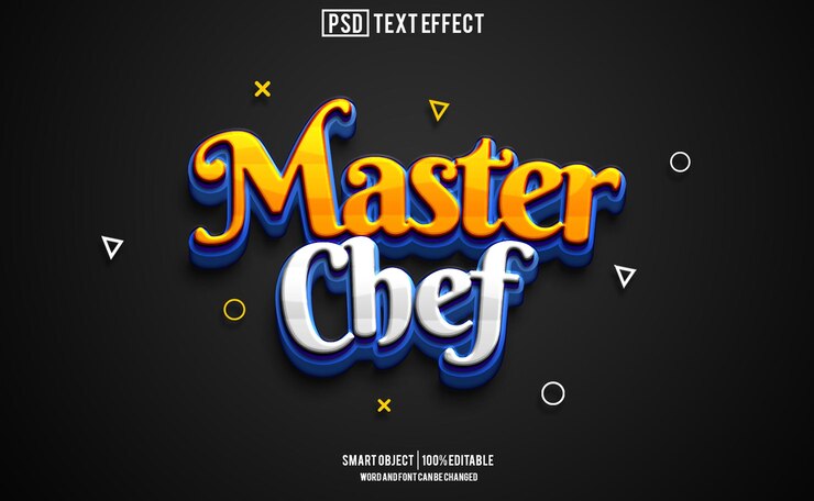 PSD efecto de texto de chef maestro fuente editable tipografía texto 3d
