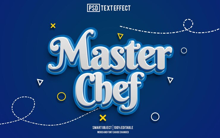 PSD efecto de texto de chef maestro fuente editable tipografía texto 3d