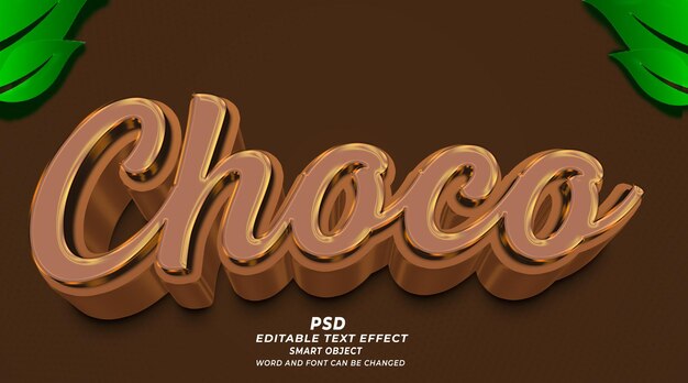 Efecto de texto de chocolate en 3D con fondo marrón