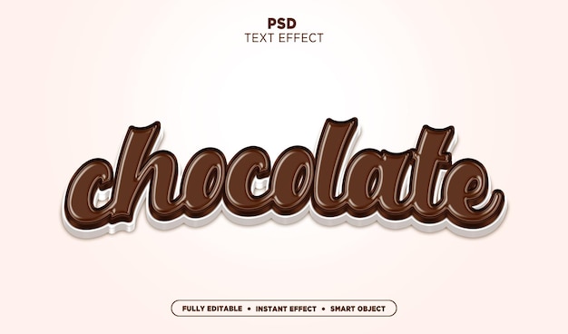 Efecto de texto de chocolate base blanca psd