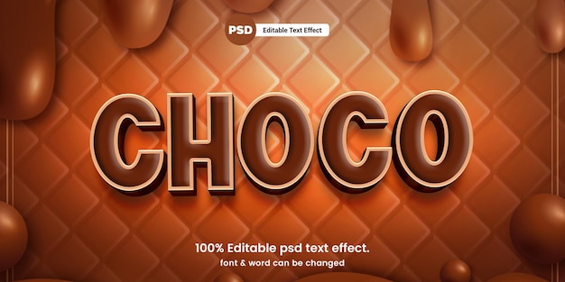 Efecto de texto de chocolate de dibujos animados en 3D