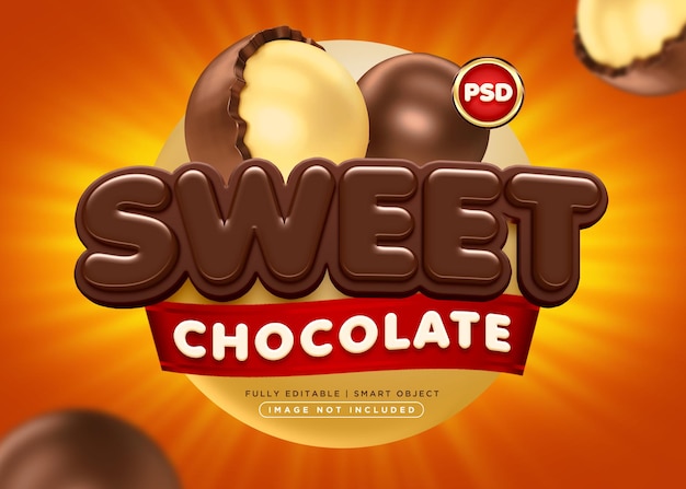 PSD efecto de texto de chocolate estilo 3d