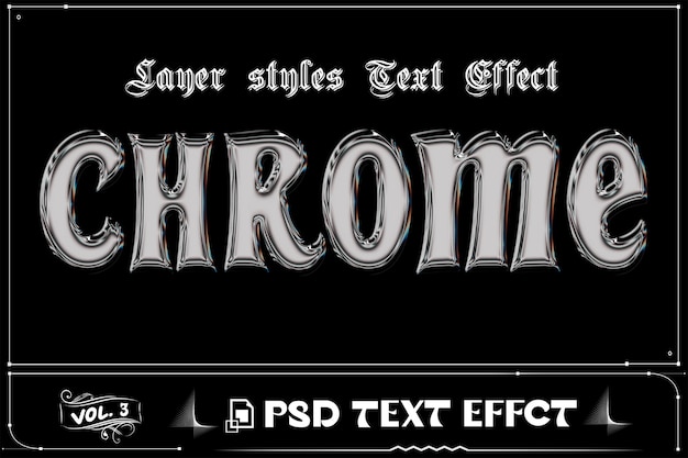 Efecto de texto de Chrome editable en PSD Photoshop