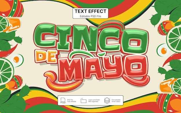 Efecto de texto Cinco de Mayo