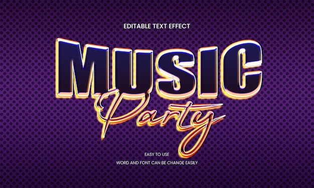 Efecto de texto de club de música Editable estilo de texto de fiesta y discoteca
