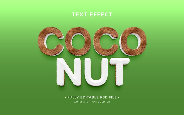 PSD efecto de texto de coco