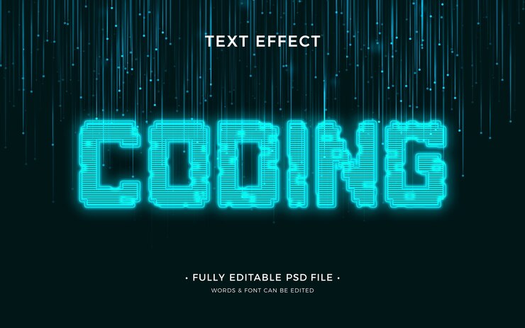 PSD efecto de texto de código electrónico.
