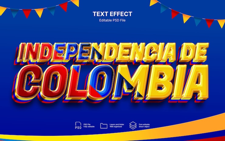 PSD efecto de texto colombiano