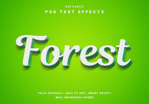 Efecto de texto de color 3d forest moderno