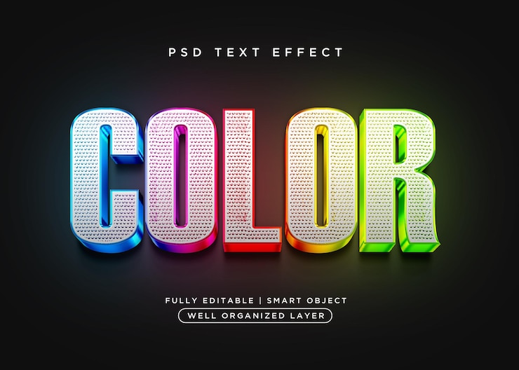 PSD efecto de texto de color de estilo 3d