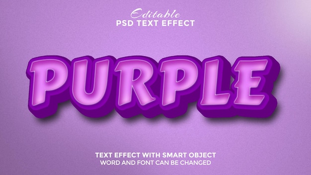 Efecto de texto de color morado 3d editable