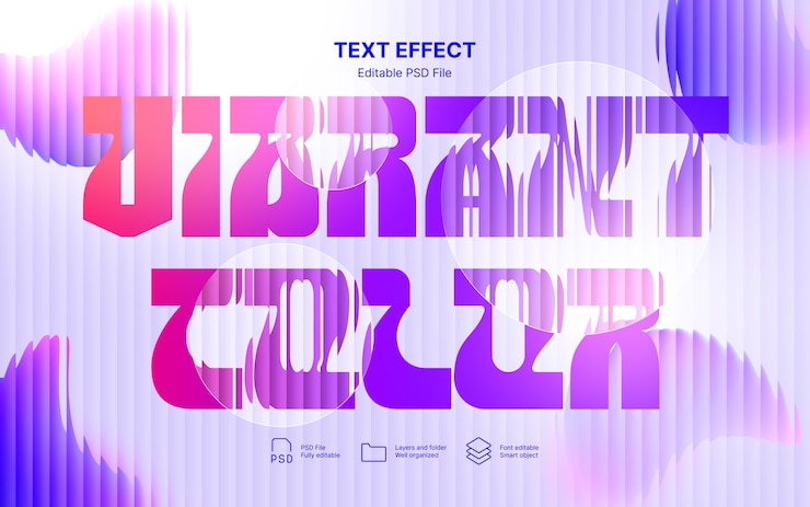 PSD efecto de texto de color vibrante