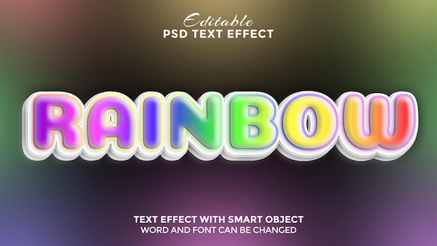 Efecto de texto colorido del arco iris 3d editable