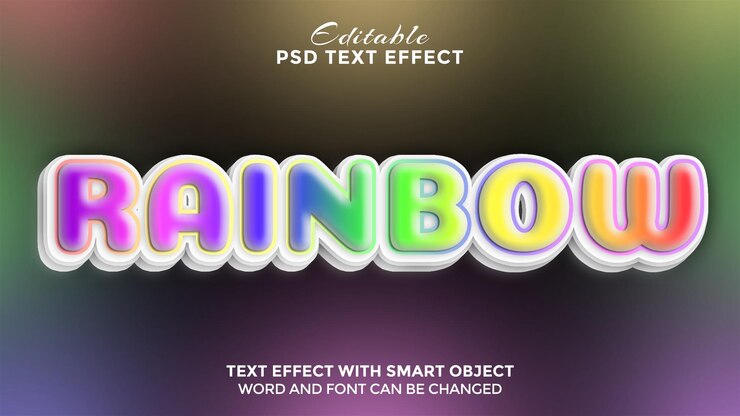 PSD efecto de texto colorido del arco iris 3d editable