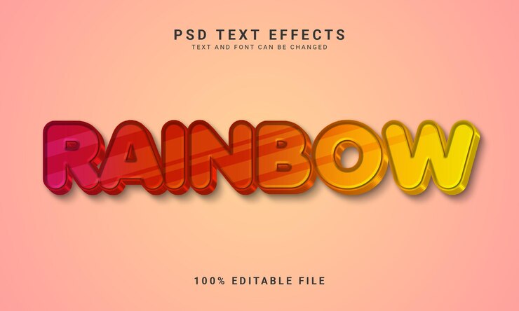 PSD efecto de texto colorido del arco iris
