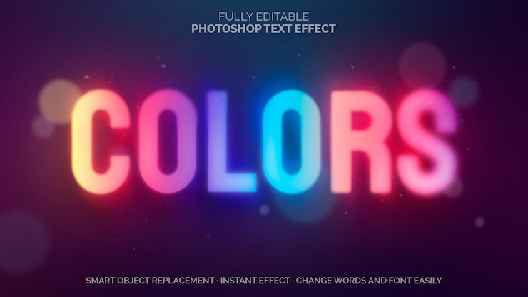 PSD efecto de texto colorido bokeh
