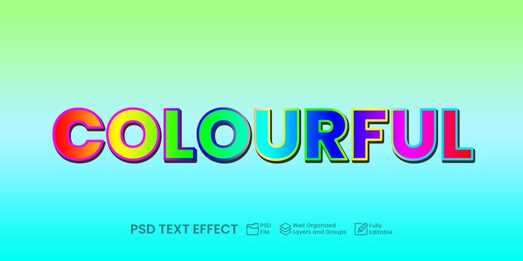 PSD efecto de texto colorido editable con color degradado